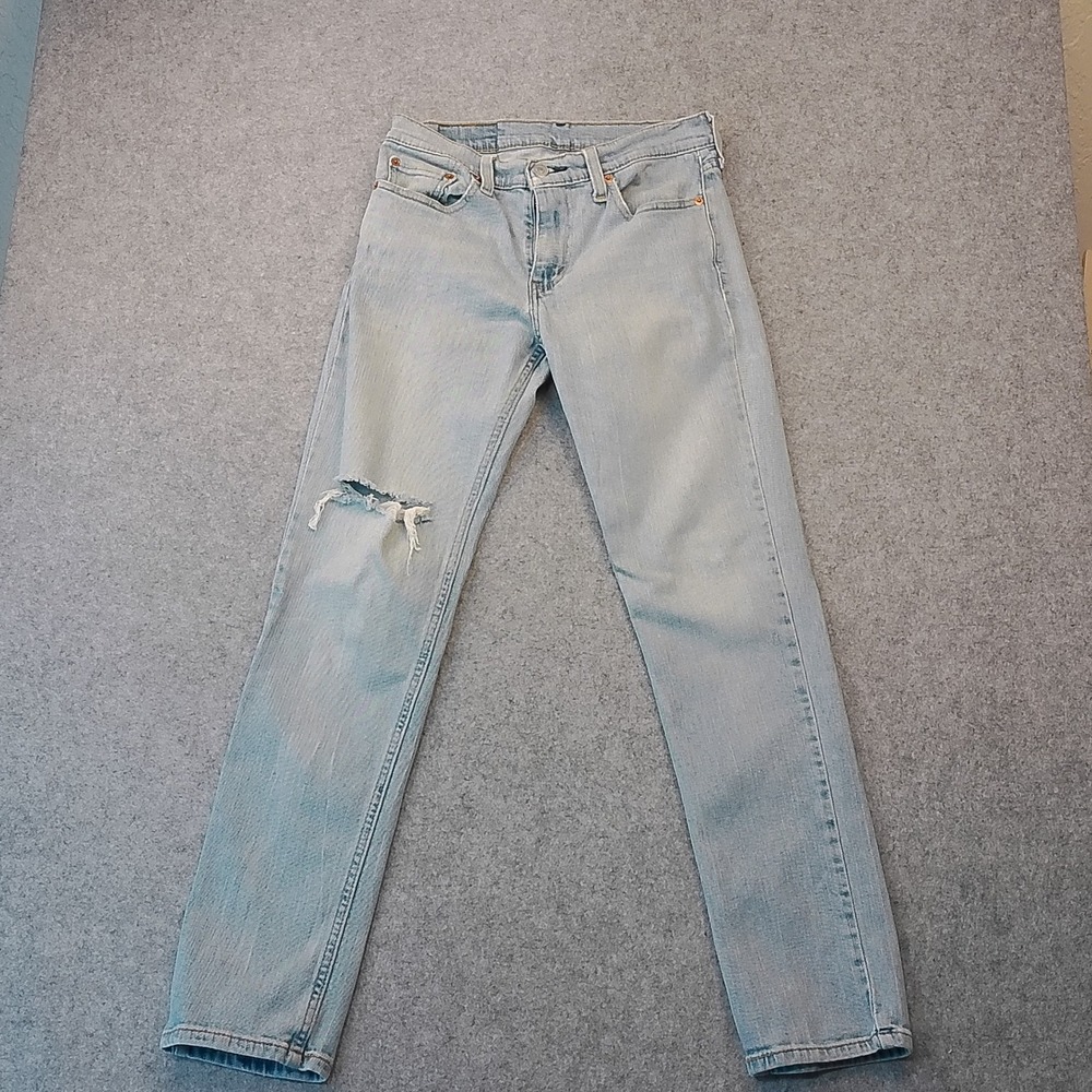 Levis 511 Slim Fit Jeans Light Wash Distressed Denim Mens 29x28